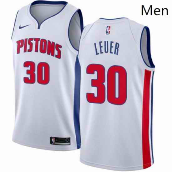 Mens Nike Detroit Pistons 30 Jon Leuer Swingman White Home NBA Jersey Association Edition